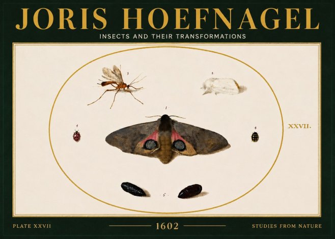 Joris Hoefnagel Insects and Their Transformations - Plate Xxvii No6 - Poster
