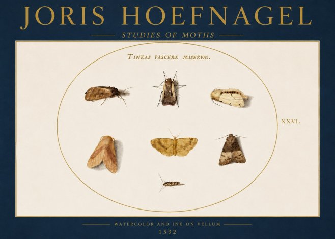 Joris Hoefnagel Studies of Moths II No4 - Poster