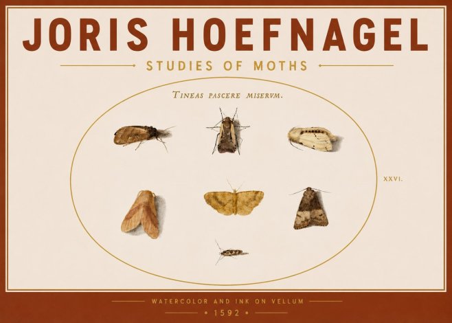 Joris Hoefnagel Studies of Moths II No5 - Poster