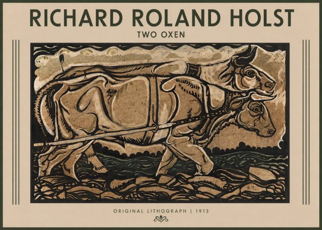 Richard Roland Holst Two Oxen No2 - Poster
