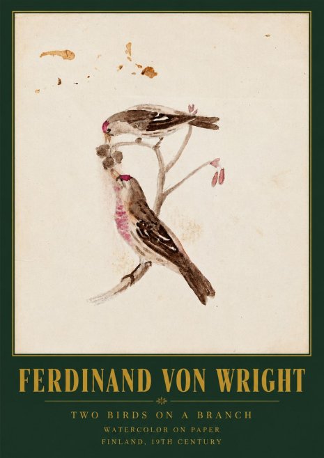 Ferdinand von Wright Two Birds on a Branch No3 - Poster