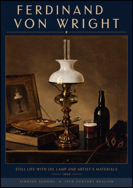Ferdinand von Wright Still Life with Oil Lamp and Artist's Materials No5 - Poster