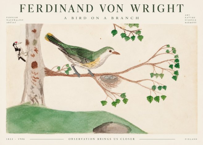 Ferdinand von Wright Green Warbler with Nest No5 - Poster