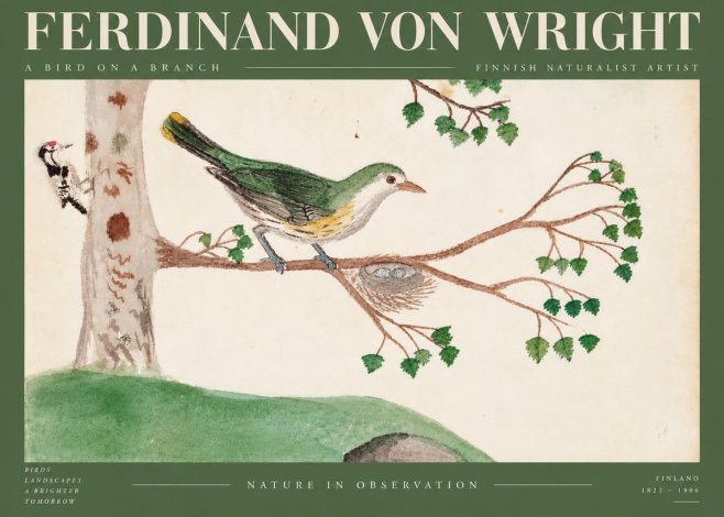 Ferdinand von Wright Green Warbler with Nest No6 - Poster