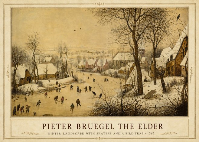 Pieter Bruegel Winter Landscape with Skaters and a Bird Trap No1 - Poster