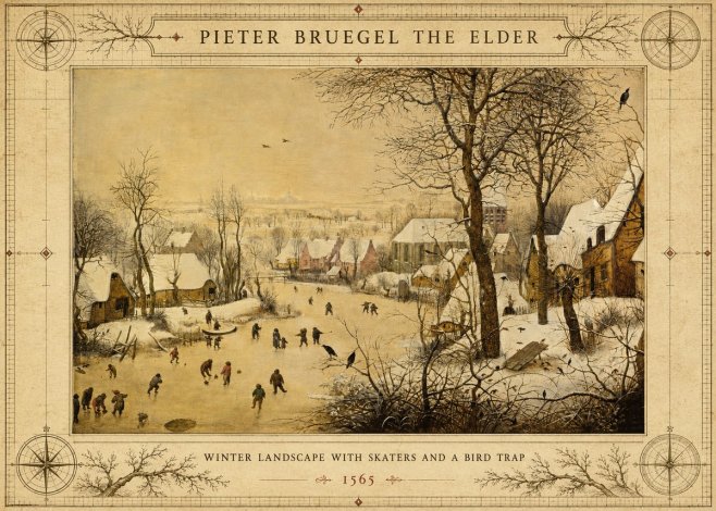Pieter Bruegel Winter Landscape with Skaters and a Bird Trap No3 - Poster