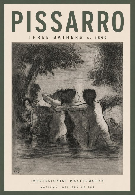 Pissarro Three Bathers No3 - Poster