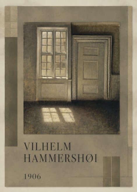 Vilhelm Hammershøi Interior. Sunlight on the Floor No3 - Poster