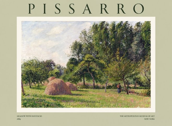 Pissarro Meadow with Haystacks No1 - Poster