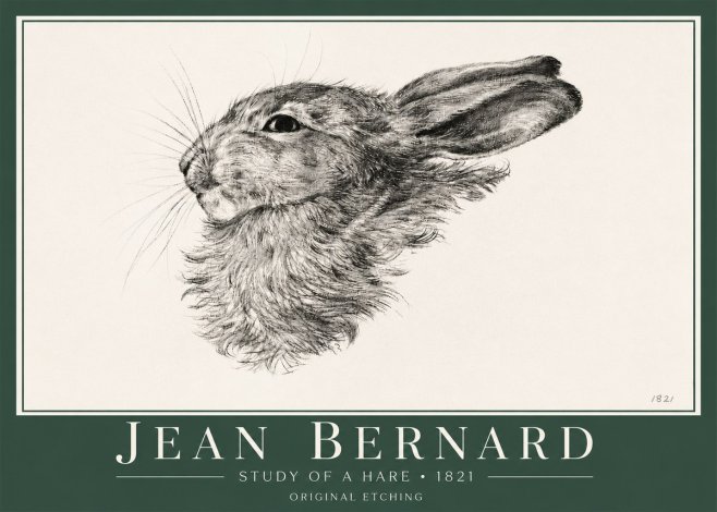 Jean Bernard Study of a Hare No4 - Poster