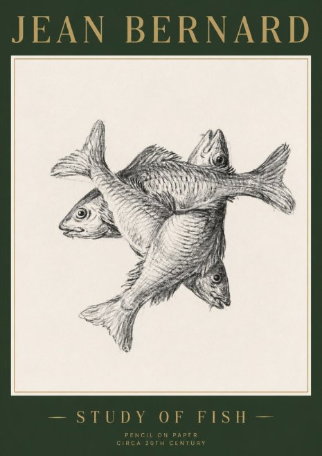 Jean Bernard Study of Fish No3 - Poster