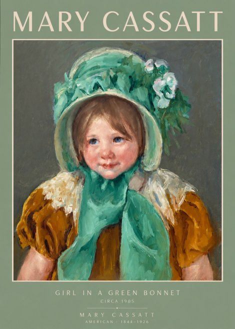 Mary Cassatt Girl in a Green Bonnet No2 - Poster