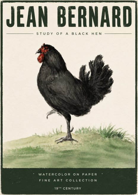 Jean Bernard Study of a Black Hen No5 - Poster