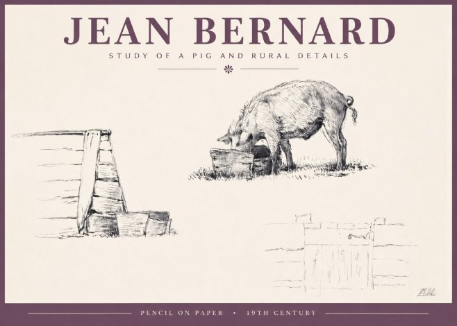Jean Bernard Pig Study No5 - Poster