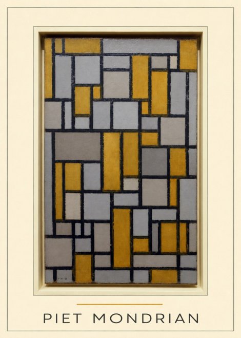 Piet Mondrian Composition in Grey and Yellow No4 - Poster