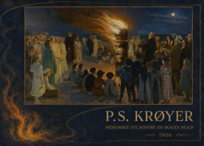 P.S. Krøyer Midsummer Eve Bonfire on Skagen Beach · 1906 No2 - Poster