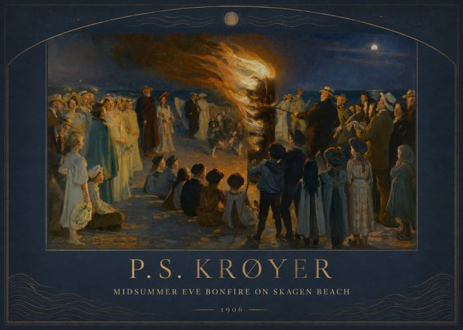 P.S. Krøyer Midsummer Eve Bonfire on Skagen Beach · 1906 No3 - Poster