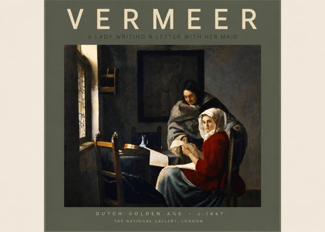 Vermeer A Lady Writing a Letter with Her Maid I No5 - Poster