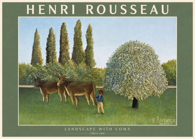 Rousseau Landscape with Cows No2 - Poster