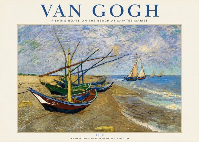 Van Gogh Fishing Boats on the Beach at Saintes-maries No4 - Poster