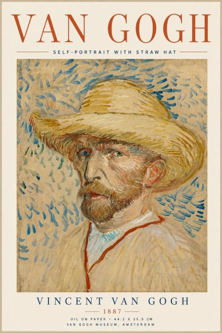 Van Gogh Self-portrait with Straw Hat II No6 - Poster