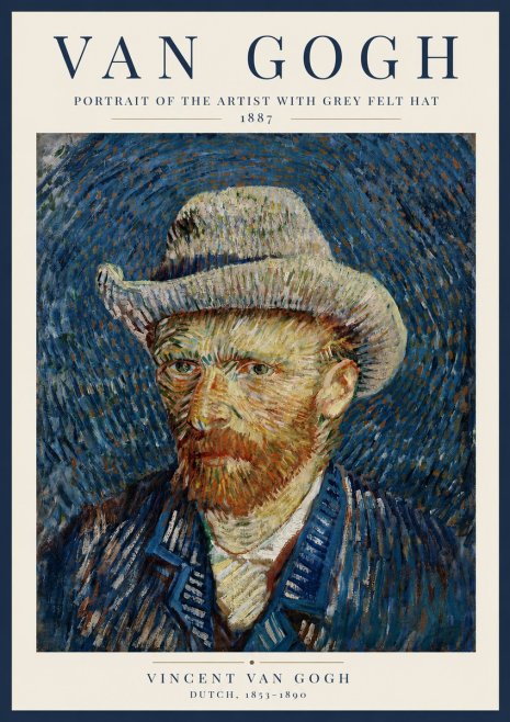 Van Gogh Portrait of the Artist with Grey Felt Hat No4 - Poster