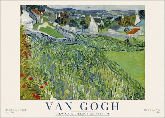 Van Gogh View of a Village and Fields No1 - Poster