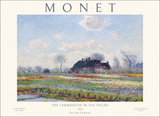 Monet The Farmhouse in the Fields No1 - Poster
