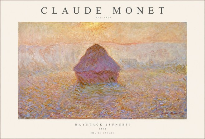 Monet Haystack (Sunset) No1 - Poster