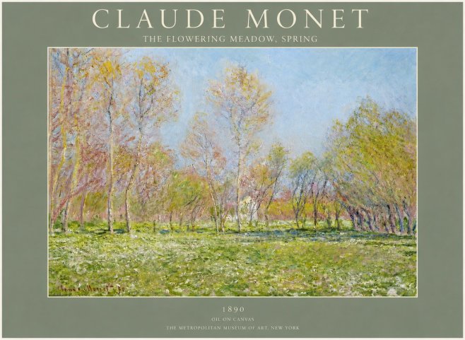 Monet The Flowering Meadow, Spring No2 - Poster