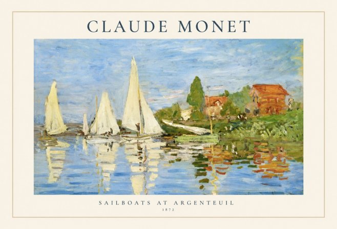 Monet Sailboats at Argenteuil No1 - Poster