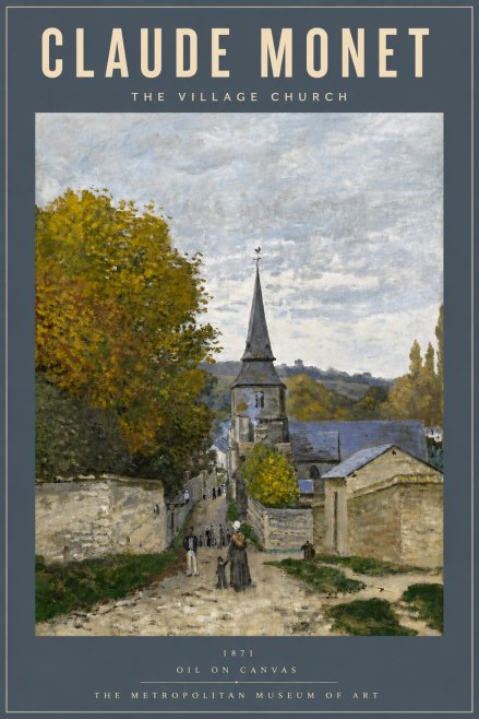 Monet The Village Church No4 - Poster