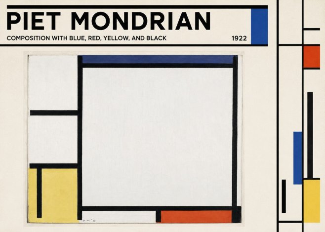 Piet Mondrian Composition with Blue, Red, Yellow, and Black No3 - Poster