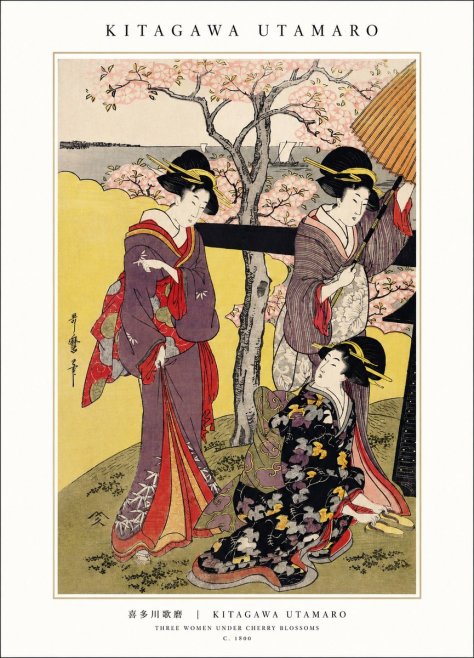 Kitagawa Utamaro Three Women Under Cherry Blossoms No1 - Poster