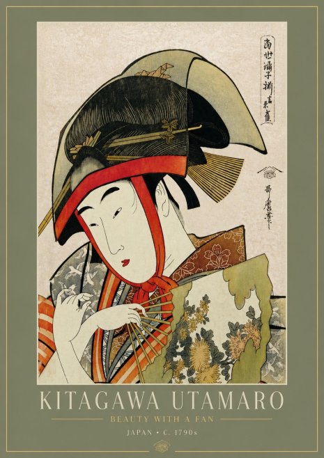 Kitagawa Utamaro Beauty with a Fan I No5 - Poster