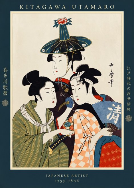Kitagawa Utamaro Three Beauties No2 - Poster