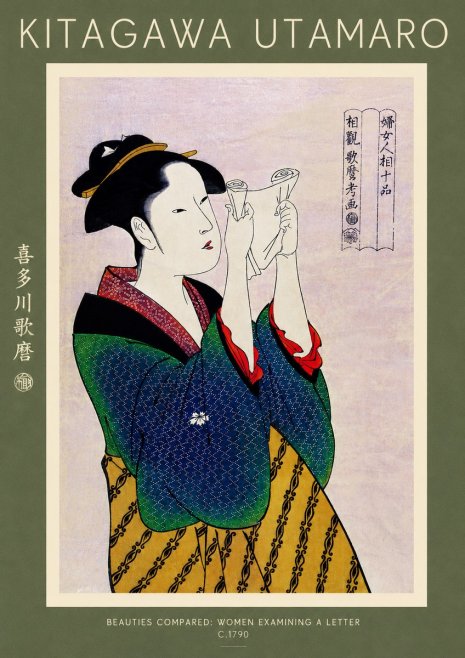 Kitagawa Utamaro Beauties Compared: Women Examining a Letter No4 - Poster