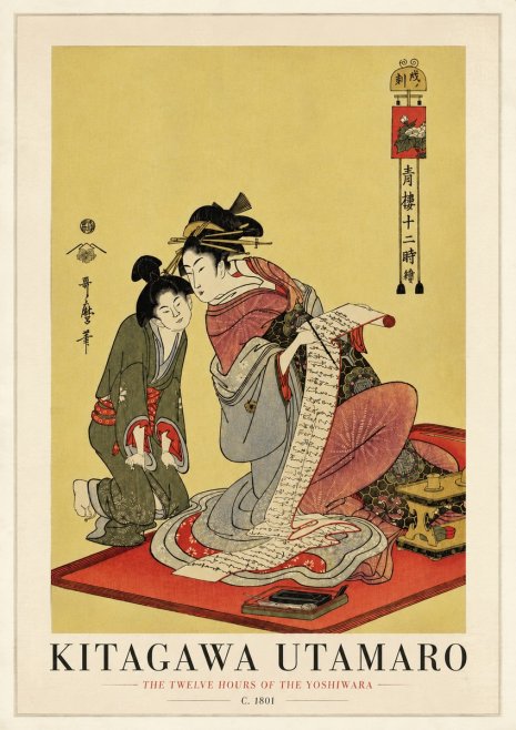 Kitagawa Utamaro The Twelve Hours of the Yoshiwara No3 - Poster