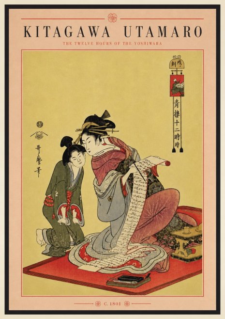 Kitagawa Utamaro The Twelve Hours of the Yoshiwara No4 - Poster
