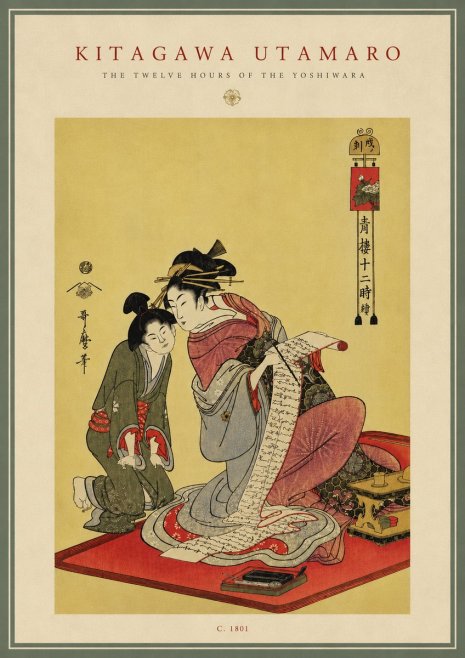 Kitagawa Utamaro The Twelve Hours of the Yoshiwara No6 - Poster