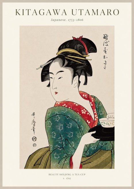 Kitagawa Utamaro Beauty Holding a Tea Cup No1 - Poster