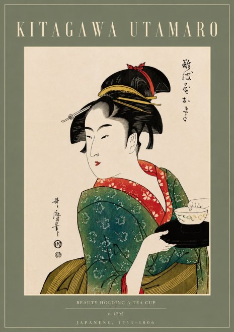 Kitagawa Utamaro Beauty Holding a Tea Cup No4 - Poster