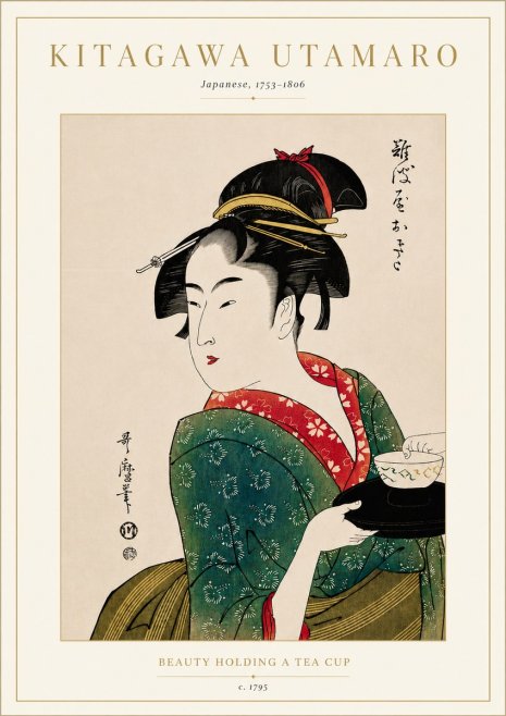 Kitagawa Utamaro Beauty Holding a Tea Cup No5 - Poster