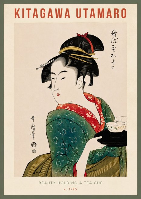 Kitagawa Utamaro Beauty Holding a Tea Cup No6 - Poster