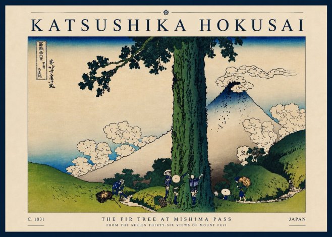 Katsushika Hokusai The Fir Tree at Mishima Pass No6 - Poster