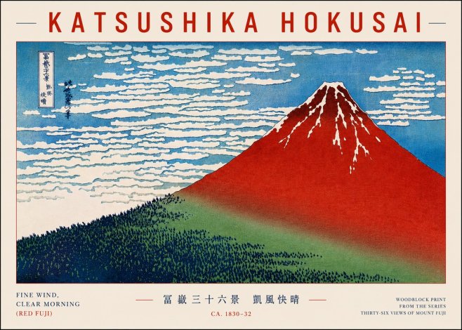 Katsushika Hokusai Fine Wind, Clear Morning (Red Fuji) I No5 - Poster