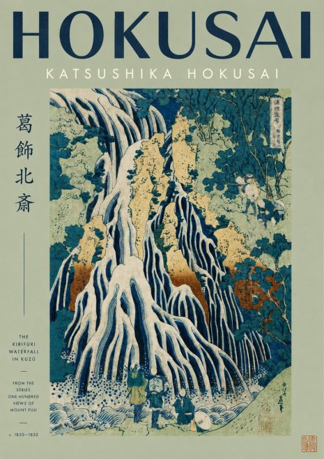 Katsushika Hokusai The Kirifuri Waterfall in Kuzū from the Series One Hundred Views of Mount Fuji No2 - Poster
