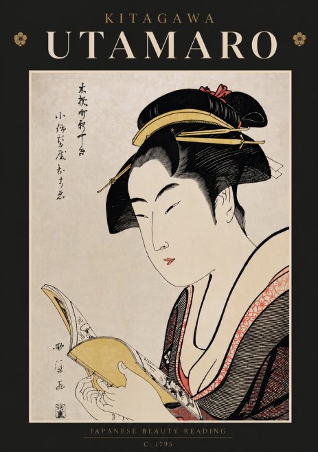 Kitagawa Utamaro Japanese Beauty Reading No6 - Poster