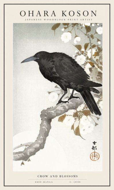 Ohara Koson Crow and Blossoms I No1 - Poster