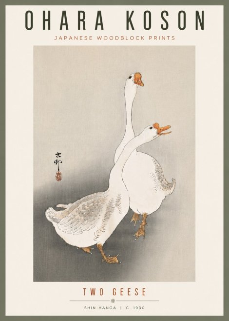 Ohara Koson Two Geese No6 - Poster